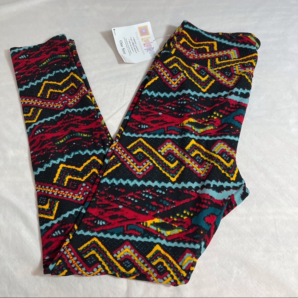 NWT LuLaRoe leggings black multi print One Size